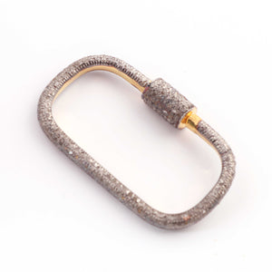1 Pc Pave Diamond Rounded Rectangle Lock- 925 Sterling Vermeil- Yellow Gold - Diamond Lock with Screw On Mechanism  PD1632