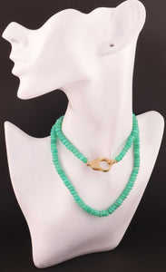 Chrysoprase Beaded Necklace - Necklace With Lobster - Long Knotted Beads Necklace -Single Wrap Necklace - Gemstone Necklace (Without Pendant) BN037