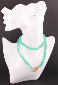 Chrysoprase Beaded Necklace - Necklace With Lobster - Long Knotted Beads Necklace -Single Wrap Necklace - Gemstone Necklace (Without Pendant) BN027