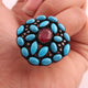 1 PC Beautiful Pave Diamond Turquoise Ring Center In Ruby - 925 Sterling Silver - Gemstone Ring Size -7 RD040