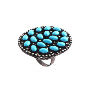 1 PC Beautiful Pave Diamond With Turquoise Oval Shape Ring - 925 Sterling Silver Diamond Oval Ring Size:6.5 RD203