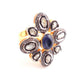 1 PC Beautiful Pave Diamond with Rose Cut Diamond Center in Tanzanite Ring  - 925 Sterling Vermeil- Polki Ring Size-8 Rd332
