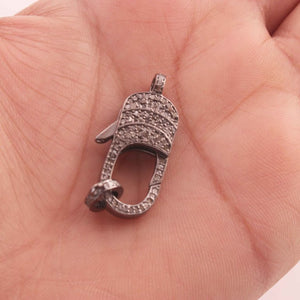 1 PC Antique Finish Pave Diamond Designer Lobsters Over 925 Sterling Silver - Double Sided Diamond Clasp 31mmx12mm LB283
