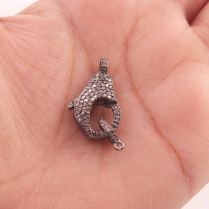 1 PC Antique Finish Pave Diamond Designer Lobsters Over 925 Sterling Silver - Double Sided Diamond Clasp 26mmx16mm LB287