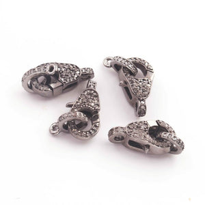 1 PC Antique Finish Pave Diamond Lobsters Over 925 Sterling Silver - Double Sided Diamond Clasp 16mmx10mm LB282