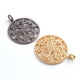 1 PC Pave Diamond Designer Round With Star Pendant - 925 Sterling Silver- Yellow Gold- Diamond Pendant 30mmx34mm PD1884