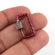 1 Pc Pave Diamond Rectangle Red Enemel Carabiner- 925 Sterling Silver- Diamond Lock with Screw On Mechanism 21mmx14mm CB113