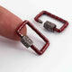 1 Pc Pave Diamond Rectangle Red Enemel Carabiner- 925 Sterling Silver- Diamond Lock with Screw On Mechanism 21mmx14mm CB113