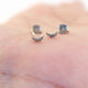 1 Pair Antique Finish Pave Diamond Crescent Moon Designer Stud Earrings With Back Stoppers - 925 Sterling Silver 5mmx2mm ED058