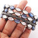 1 Pc Pave Diamond 925 Sterling Silver Bracelet with Tanzenite & Rainbow Moonstone  -- Designer Bracelet Size : 2.25 BD097