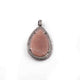 1 Pc Antique Finish Pave Diamond Sunstone Pear Drop Pendant - 925 Sterling Silver - Necklace Pendant PD1804