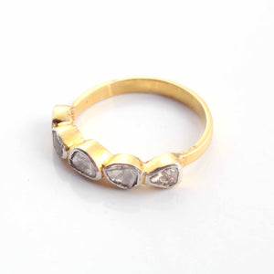 1 Pair Top Quality Rose Cut Diamond Designer Ring - Diamond Ring - 925 Sterling Vermeil/Silver RD310
