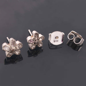 1 Pair Top Quality Rose Cut Diamond Flower Earring - Diamond Earrings - 925 Sterling Vermeil/Silver  13mmx10mm ED271