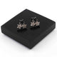 1 Pair Antique Finish Pave Diamond Bakelite Star Stud Earrings - 925 Sterling Silver- 10mm RRED015