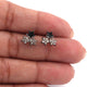 1 Pair Antique Finish Pave Diamond Bakelite Star Stud Earrings - 925 Sterling Silver- 10mm RRED015