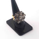 1 PC Pave Diamond Finest Quality Rose Cut Diamond Ring - 925 Sterling Vermeil - Flower Shape Polki Ring - Size-8 RD412