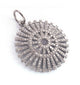 1 Pc Antique Finish Pave Diamond Round Pendant - 925 Sterling Silver - Necklace Pendant 31mmx24mm PD1010
