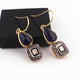 1 Pair Antique Finish  Polki Diamond Tenzenite Hoop Earrings - 925 Sterling Vermeil - Polki Earrings - 26mmx9mm ED647