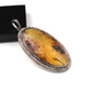 1 Pc Pave Diamond Amber Oval Pendant Over 925 Sterling Silver - Gemstone Pendant 51mmx23mm PD1927