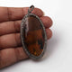 1 Pc Pave Diamond Amber Oval Pendant Over 925 Sterling Silver - Gemstone Pendant 51mmx23mm PD1927