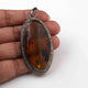 1 Pc Pave Diamond Amber Oval Pendant Over 925 Sterling Silver - Gemstone Pendant 51mmx23mm PD1927