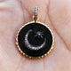 1 PC Antique Finish Pave Diamond Designer Round With Star & Moon Bakelite Pendant - 925 Sterling Vermeil- Diamond Pendant 29mmx25mm PD1586