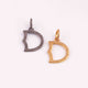 1 PC Pave Diamond Letter " D" Shape Pendant Over 925 Sterling Silver & Yellow Gold - 22mmx13mm-8mmx5mm PD910