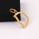 1 PC Pave Diamond Letter " D" Shape Pendant Over 925 Sterling Silver & Yellow Gold - 22mmx13mm-8mmx5mm PD910