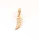 1 PC Pave Diamond Feather Charm 925 Sterling Silver & Yellow Gold Pendant 17mmx7mm PD1909