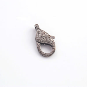 1 PC Antique Finish Pave Diamond Lobsters Over 925 Sterling Silver - Double Sided Diamond Clasp 21mmx11mm LB220