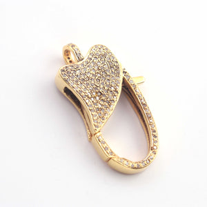 1 Pc Pave Diamond Lobsters Antique Finish Over Yellow Gold - Double Sided Diamonds 32mmx19mm DL012