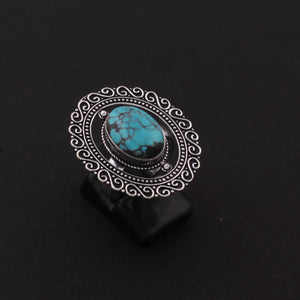 1 Pc Designer Oval 925 Sterling Silver Plated With High Quality  Turquoise Ring -Gemstone Ring- OS002
