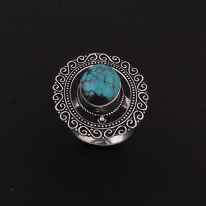 1 Pc Designer Oval 925 Sterling Silver Plated With High Quality  Turquoise Ring -Gemstone Ring- OS002