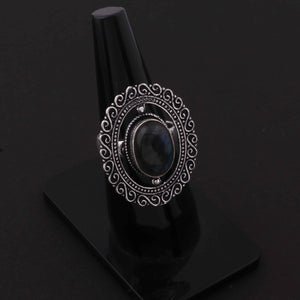 1 Pc Designer Oval 925 Sterling Silver Plated With High Quality Labradorite Ring -Gemstone Ring- OS016
