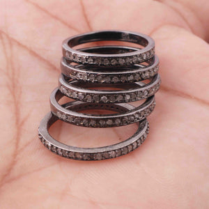 1 Pc Pave Diamond Round Band Ring- 925 Sterling Silver, Oxidized Ring- Antique Jewelry, Women Ring GVRD033