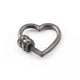 1 Pc Pave Diamond Heart Shape Carabiner- 925 Sterling Silver- Diamond Lock with Screw On Mechanism 19mmx21mm CB019