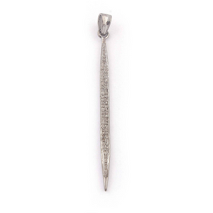 1 Pc Pave Diamond Spike Pendant Over 925 Sterling Silver -Spike Pendant 60mmx3mm PD322