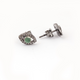 1 Pair Pave Diamond With Emerald Evil Eye Stud Earrings With Back Stoppers - 925 Sterling Silver 10mmx6mm ED091