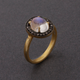 1 Pc Pave Diamond Ring With Moonstone - 925 Sterling Vermeil - Oval Shape Ring RD302