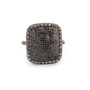 1 PC Beautiful Pave Diamond & Black Spinel Rectangle Ring - 925 Sterling Silver - Diamond Ring Size - 8.25 RD354