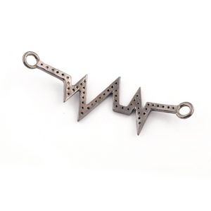 1 Pc Pave Diamond Heart Beat Design Bracelet Connector - Pave Diamond Link - 925 Sterling Silver - Diamond Connector 50mmx18mm PD073