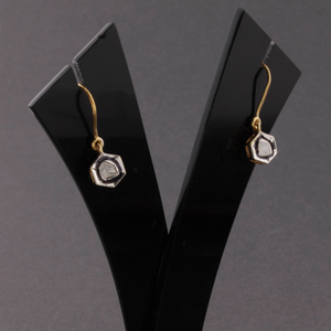 1 Pair Rosecut Diamond Earring -925 Sterling Vermeil & Silver - Polki Earrings 11mmx8mm-16mmx9mm ED093