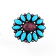 11gm 1 PC Beautiful Pave Diamond Turquoise Ring Center In Ruby - 925 Sterling Silver - Gemstone Ring Size -7.25 RD159