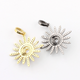 1 Pc Pave Diamond Sun Flower With Rainbow Moonstone Pendant - 925 Sterling Silver - 36mmX33mm PD771
