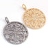 1 Pc Pave Diamond Round With Star Pendant Over 925 Sterling Silver - Yellow Gold -Round Star Pendant 33mmx30mm PD1679