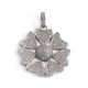 1 Pc Antique Finish Pave Diamond Heart Fower Pendant - 925 Sterling Silver- Necklace Pendant 37mmx34mm PD1528