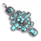 1 Pc Antique Finish Double Cut Diamond With Turquoise Designer Pendant - 925 Sterling Silver - Necklace Pendant 79mmx51mm PD1712