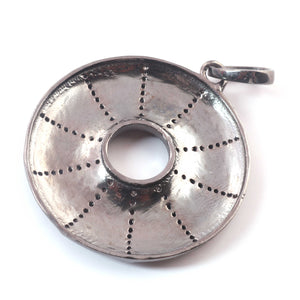1 Pc Pave Diamond Donut Designer Pendant -925 Sterling Silver -Necklace Pendant 39mmx35mm PD1545