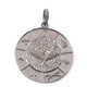 1 Pc Antique Finish Pave Diamond Designer Round Pendant -925 Sterling Silver -Necklace Pendant 39mmx35mm PD1533