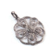 1 Pc Antique Finish Pave Diamond Flower Pendant - 925 Sterling Silver-Diamond Pendant- Necklace Pendant 33mmx29mm PD1758